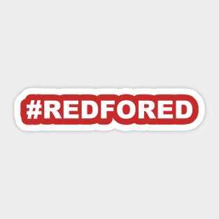#REDFORED (White type, no boarder) Sticker